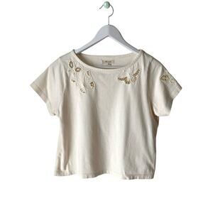 Madewell Embroidered Cutout Butterfly Tee Shirt Size XS